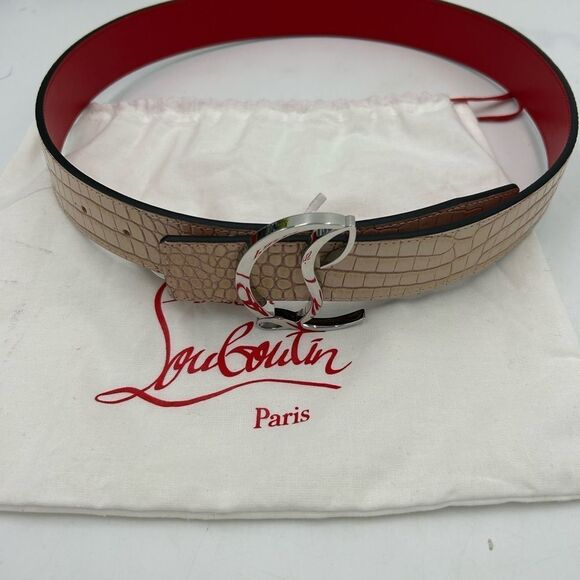 Women’s Christian Louboutin croc embossed leather belt size 80 cm/32 inches - Picture 2 of 9